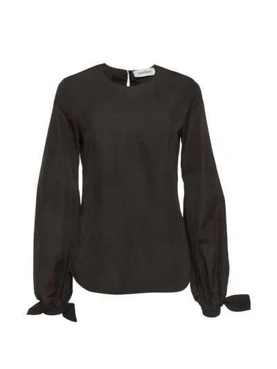 Pre-owned Saint Laurent Bow-detail Long-sleeve Blouse In Black