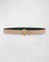 Saint Laurent Ysl Cintura Leather Belt In 2721 Dark Beige