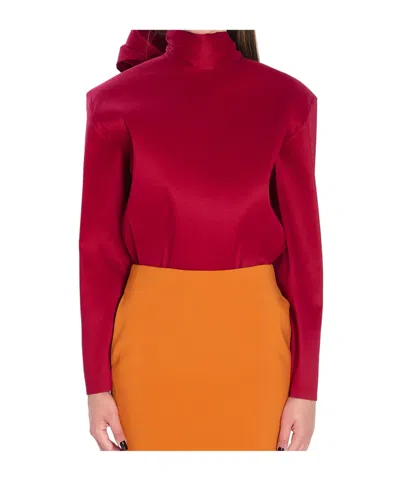 Saint Laurent Long-sleeved Top In Red