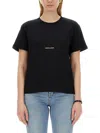 Saint Laurent Logo Print Crewneck T-shirt In Black