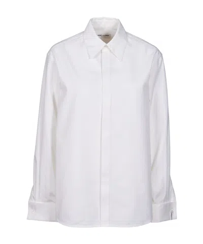 Saint Laurent Boyfriend Long-sleeved Shirt In White