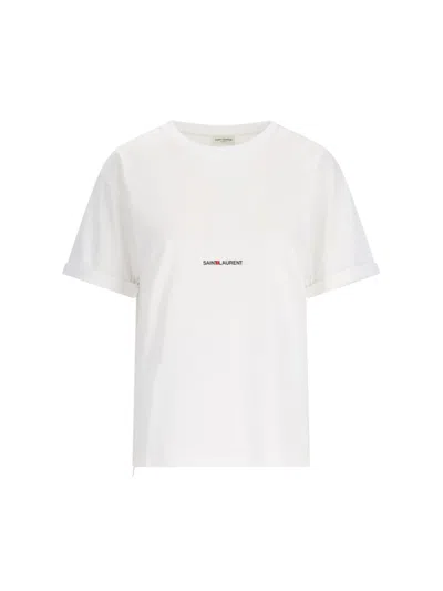 Saint Laurent Cotton T-shirt With Frontal Iconic Print In White