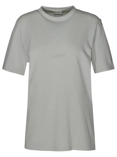 Saint Laurent Boyfriend T-shirt In Ivory Cotton In Beige