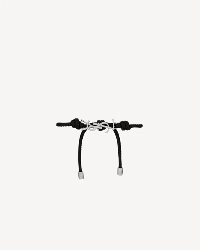 Saint Laurent Bracciale Cassandre In Pelle In Black