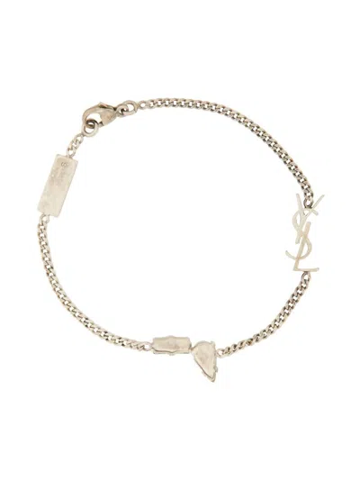 Saint Laurent Bracciale Con Charm "cassandre" In Metallic