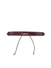 Saint Laurent Cassandre Multiwrap Leather Bracelet In Burgundy