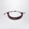 Saint Laurent Cassandre Multiwrap Leather Bracelet In Burgundy