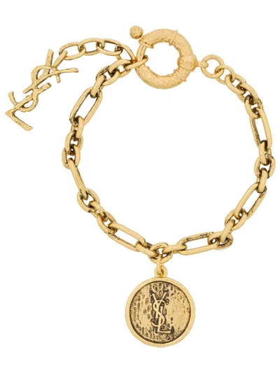 Saint Laurent Bracciale In Metallo Con Medaglione Cassandre In Gold