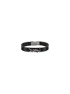 Saint Laurent Logo Leather Bracelet In Nero