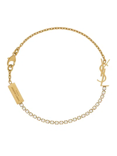 Saint Laurent Bracelet With Cassandre Charm In Metal And Rhinestones