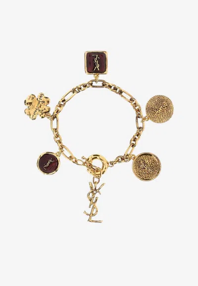 Saint Laurent Bracelet With Cassandre Charms In Multi