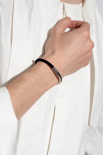 Saint Laurent Bracelet With Velvet In Silver