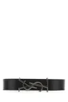 Saint Laurent Monogram Plaque Buckle Bracelet In Black