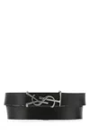 Saint Laurent Black Opyum Leather Double-loop Bracelet In Black