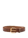 Saint Laurent Cassandre Rectangular Buckle Belt In Brown