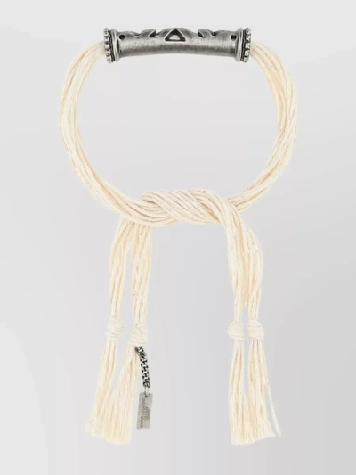 Saint Laurent Braided Charm Bracelet Metallic Accents In Cream