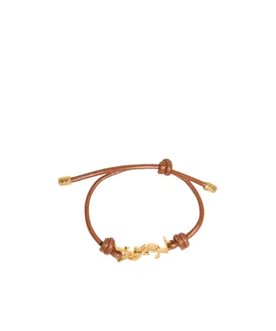 Saint Laurent Braided Cord Bracelet In Pink
