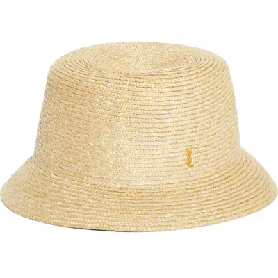 Saint Laurent Braided Straw Hat In Brown