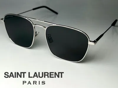Pre-owned Saint Laurent Brand  Paris Sunglasses Sl309 001 Silver Metal 56-145 Italy In Gray