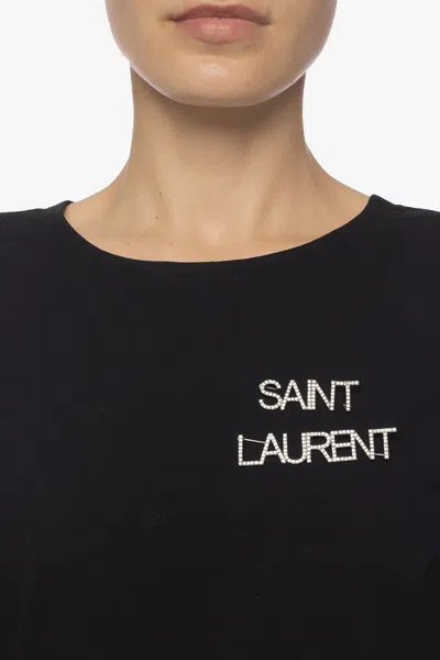 Saint Laurent Branded Brooches In Silver