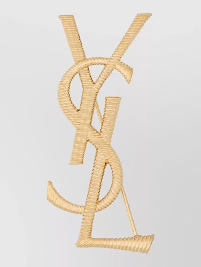 Saint Laurent Cassandre Brooch In Gold
