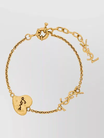 Saint Laurent Brass Chain Bracelet In Transparent