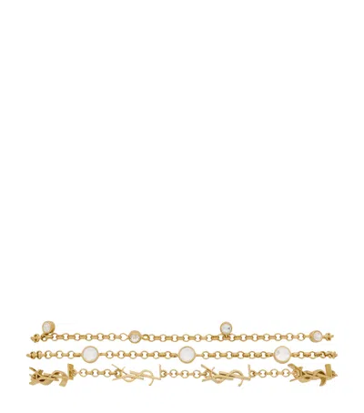Saint Laurent Brass Multi-chain Bracelet In Yellow