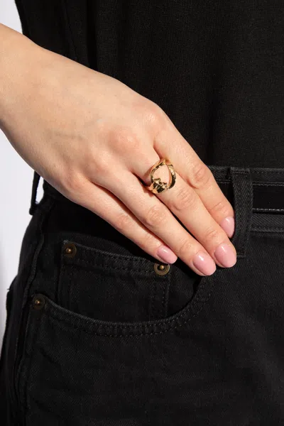 Saint Laurent Brass Ring In Gold