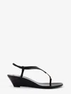 Saint Laurent Cassandra Smooth Leather Wedge Sandals
