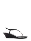 Saint Laurent Cassandre Wedge Leather Thong Sandal