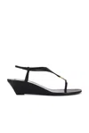 Saint Laurent Cassandra Smooth Leather Wedge Sandals