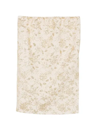 Saint Laurent Brocade Midi Skirt In Nude