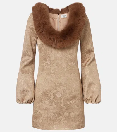 Saint Laurent Brocade Minidress In Brown