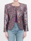 Saint Laurent Embellished Brocade Jacket In Pink