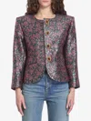 Saint Laurent Embellished Brocade Jacket In Pink