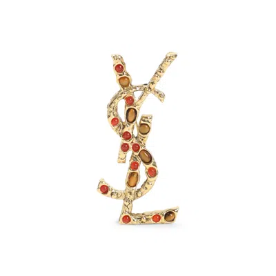 Saint Laurent Cassandre Pin Women In Gold