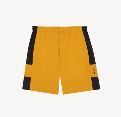 Saint Laurent Short Bermuda Bicolore Brode C In Yellow