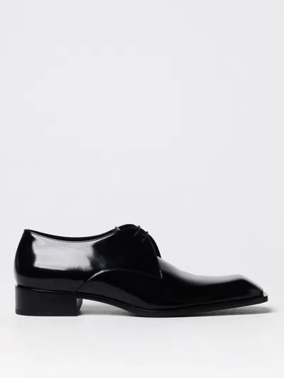 Saint Laurent Vadim Polished Leather Derby Shoes In Black