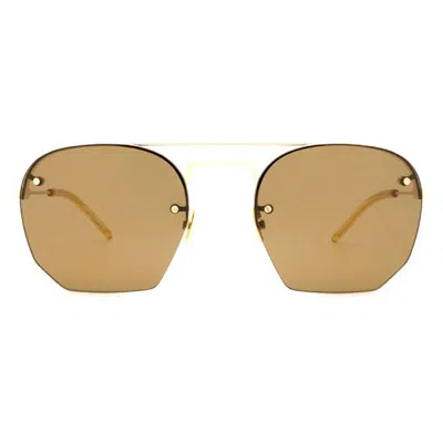 Saint Laurent Round Sunglasses In Gold