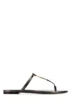 Saint Laurent Cassandra Flat Slide In Metalwalnut
