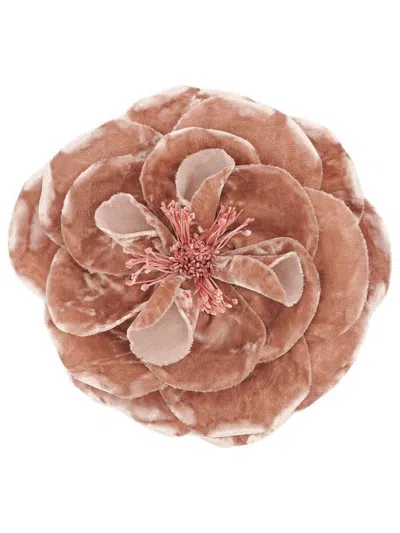Saint Laurent Brooch With Rose Accessories In Brown