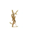 Saint Laurent Cassandre Crocodile Metal Brooch Accessories In Dore