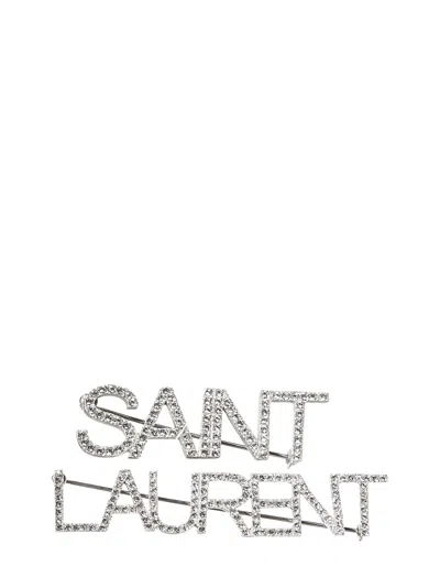 Saint Laurent Set Of Two Brooches In Silver