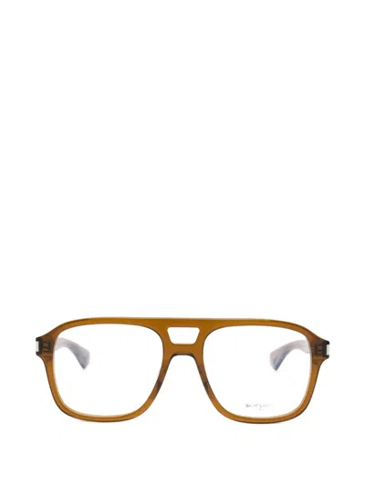Saint Laurent Aviator-style Acetate Optical Glasses In Green