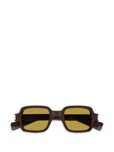 Saint Laurent Square Sunglasses In Metallic