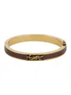 Saint Laurent Brown And Gold Colored Bracelt With Cassandre In Metal And Leather Woman In Multicolor