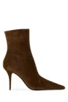 Saint Laurent Ashley Ankle Boots Pointed Toe Stiletto Heel In Brown