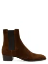 Saint Laurent Brown Brown Wyatt Suede Chelsea Boots In Brown