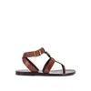 Saint Laurent Brown Calfskin Flip-flop Sandals In Brown
