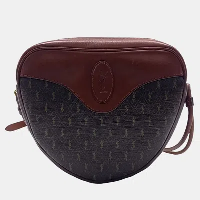 Pre-owned Saint Laurent Brown Canvas And Leather Coeur Bag